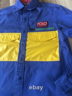 NEW Polo Ralph Lauren Sport Classic Fit Utility Shirt Blue Yellow Green SM / MD