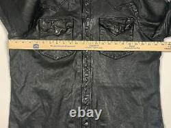 NEW Polo Ralph Lauren Washed Black Sheep Leather Western/Biker Shirt-Jacket L/XL