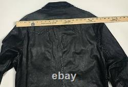 NEW Polo Ralph Lauren Washed Black Sheep Leather Western/Biker Shirt-Jacket L/XL