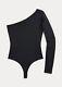 New! Polo Ralph Lauren Women's L Jersey One-shoulder Bodysuit In Grey Nwt $198