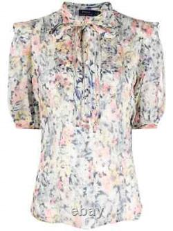 NEW Polo Ralph Lauren floral-print short-sleeve blouse retail price $299