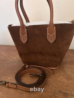 NEW RALPH LAUREN Bellport Suede Mini Tote Bag With Dust Jacket