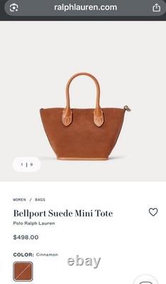 NEW RALPH LAUREN Bellport Suede Mini Tote Bag With Dust Jacket