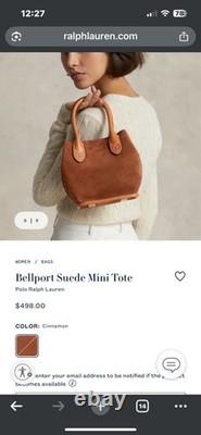 NEW RALPH LAUREN Bellport Suede Mini Tote Bag With Dust Jacket