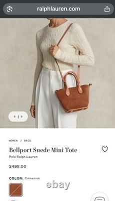 NEW RALPH LAUREN Bellport Suede Mini Tote Bag With Dust Jacket