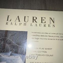 NEW RALPH LAUREN Inverness Floral Sage Queen Flat SHEET 350TC 100% Cotton RARE