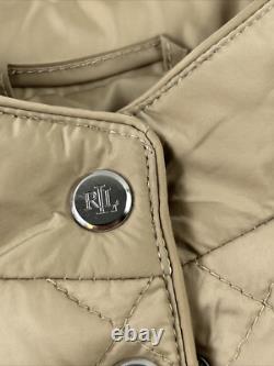 NEW RALPH LAUREN Size M Women's Vest Birch Tan RLL CREST Patch Quilted $150