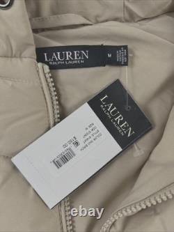 NEW RALPH LAUREN Size M Women's Vest PUFFER Birch Tan Stretch RLL Hooded $150