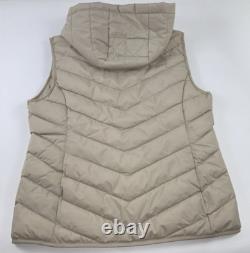 NEW RALPH LAUREN Size M Women's Vest PUFFER Birch Tan Stretch RLL Hooded $150