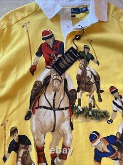 NEW RARE Men's Yellow Polo By Ralph Lauren 5 Horsemen Polo Rugby Shirt L