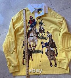 NEW RARE Men's Yellow Polo By Ralph Lauren 5 Horsemen Polo Rugby Shirt L