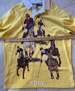 NEW RARE Men's Yellow Polo By Ralph Lauren 5 Horsemen Polo Rugby Shirt L