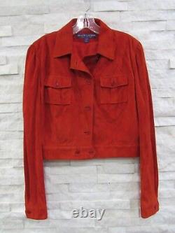 NEW Ralph Lauren Collection Purple Label Burnt Orange Suede Leather Jacket 12