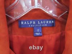 NEW Ralph Lauren Collection Purple Label Burnt Orange Suede Leather Jacket 12