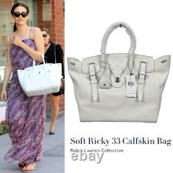 NEW Ralph Lauren Collection Soft Ricky 33 Calfskin Leather Bag White Women