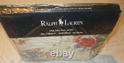 NEW Ralph Lauren Dylans Grove Floral Flags Full Flat Sheet Cottage Country Cabin