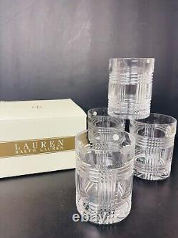 NEW Ralph Lauren Glen Plaid Double Old Fashioned Glass Set of 4 Rocks NIB