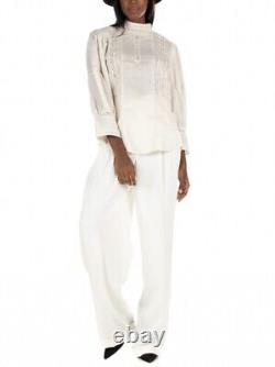 NEW Ralph Lauren Lace -Trim Linen Blouse Off White Size 6