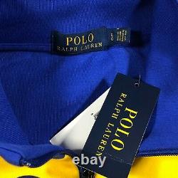 NEW Ralph Lauren Men's Large Polo Golf Print Track Jacket Full Zip YellowithBlue