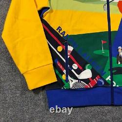 NEW Ralph Lauren Men's Large Polo Golf Print Track Jacket Full Zip YellowithBlue