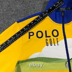 NEW Ralph Lauren Men's Large Polo Golf Print Track Jacket Full Zip YellowithBlue