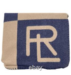 NEW Ralph Lauren NORTHAM Camel & Navy 54x72 100% Wool Knit Throw Blanket $595