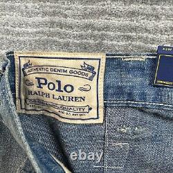 NEW Ralph Lauren Polo Patchwork Jeans Mens 33x32 Blue Denim Pants Casual Cotton