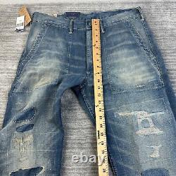 NEW Ralph Lauren Polo Patchwork Jeans Mens 33x32 Blue Denim Pants Casual Cotton