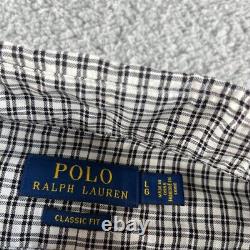 NEW Ralph Lauren Polo Shirt Mens Large Black White Check Classic Fit Long Sleeve