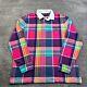 New Ralph Lauren Polo Sport Rugby Shirt Mens Large Multicolor Plaid Long Sleeve