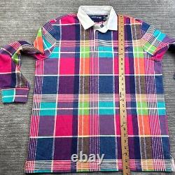 NEW Ralph Lauren Polo Sport Rugby Shirt Mens Large Multicolor Plaid Long Sleeve