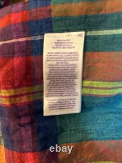 NEW Ralph Lauren Purple Label Plaid Colorful Linen Shirt Mens Large Made Italy