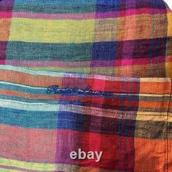 NEW Ralph Lauren Purple Label Plaid Colorful Linen Shirt Mens Large Made Italy