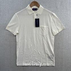 NEW Ralph Lauren Purple Label Polo Shirt Small White Short Sleeve Cotton Silk