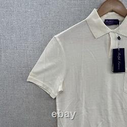 NEW Ralph Lauren Purple Label Polo Shirt Small White Short Sleeve Cotton Silk