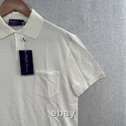 NEW Ralph Lauren Purple Label Polo Shirt Small White Short Sleeve Cotton Silk