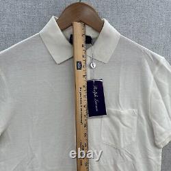 NEW Ralph Lauren Purple Label Polo Shirt Small White Short Sleeve Cotton Silk