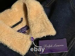 NEW Ralph Lauren Purple Label Slim Indigo Denim Shearling Trucker Jacket $2495