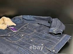 NEW Ralph Lauren Purple Label Slim Indigo Denim Shearling Trucker Jacket $2495