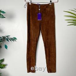 NEW Ralph Lauren Purple Label Women's Sz 8 Brown 100% Lamb Suede Leather Pants