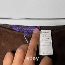 NEW Ralph Lauren Purple Label Women's Sz 8 Brown 100% Lamb Suede Leather Pants