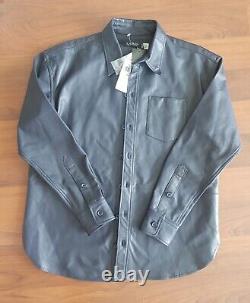 NEW Ralph Lauren Relaxed Fit Stretch Leather Shirt Blazer Jacket M Navy $495