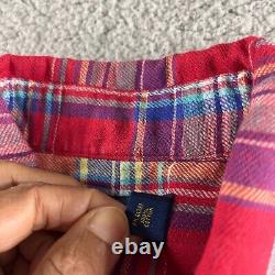 NEW Ralph Lauren Shirt Mens Large Red Blue Madras Plaid Flannel Button Up Casual