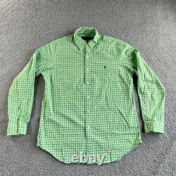 NEW Ralph Lauren Shirt Mens Medium Green White Check Gingham Long Sleeve Preppy