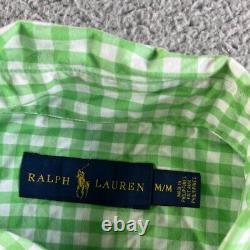 NEW Ralph Lauren Shirt Mens Medium Green White Check Gingham Long Sleeve Preppy
