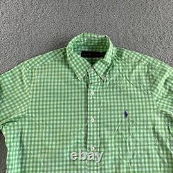 NEW Ralph Lauren Shirt Mens Medium Green White Check Gingham Long Sleeve Preppy