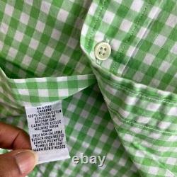 NEW Ralph Lauren Shirt Mens Medium Green White Check Gingham Long Sleeve Preppy