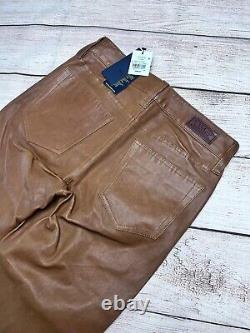 NEW Ralph Lauren Women's Pants Brown Vegan Leather Stretchable 6 Pocket $998