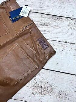 NEW Ralph Lauren Women's Pants Brown Vegan Leather Stretchable 6 Pocket $998