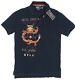 New Vintage Polo Ralph Lauren Shirt! Indigo Blue Huge Embroidered Dragon Usn